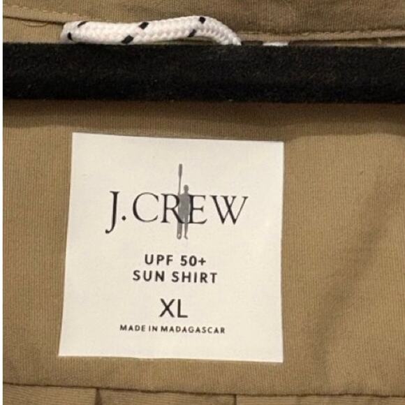 J Crew Mens Sun Shirt XL Khaki Long Sleeve 2024 Button Up Chest Pocket UPF 50 - Picture 3 of 8